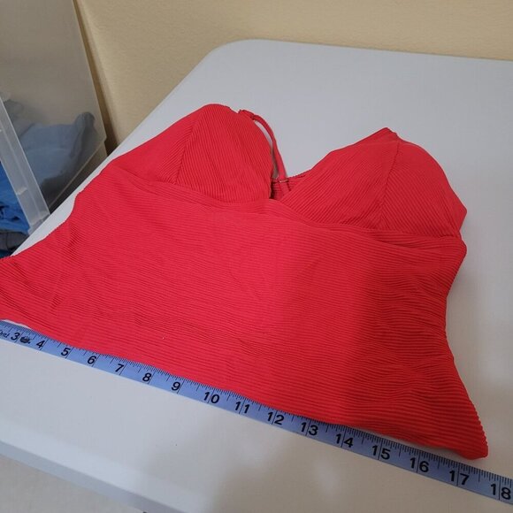 Womens H&M Red & White Ribbed One-Piece‎ Swimsuits Lot Size Sexy Summer Tropical - Picture 4 of 8